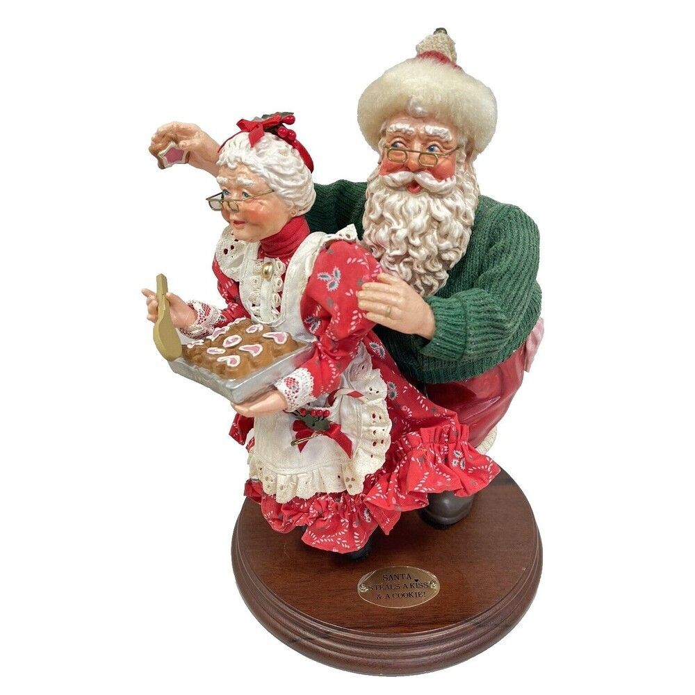 Santa Steals A Kiss & A Cookie Fabriche Santa by KSA Collectibles Handcrafted
